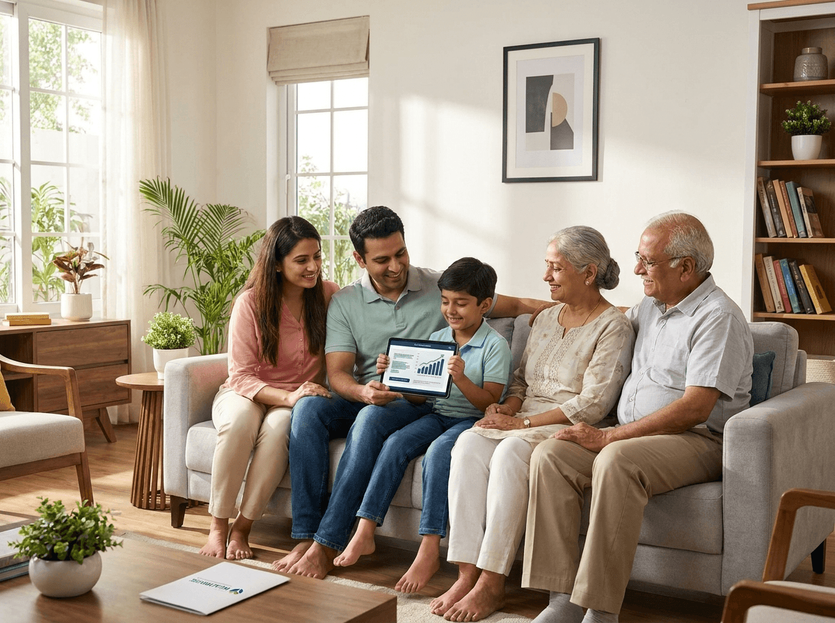 Family reviewing their investment portfolio together