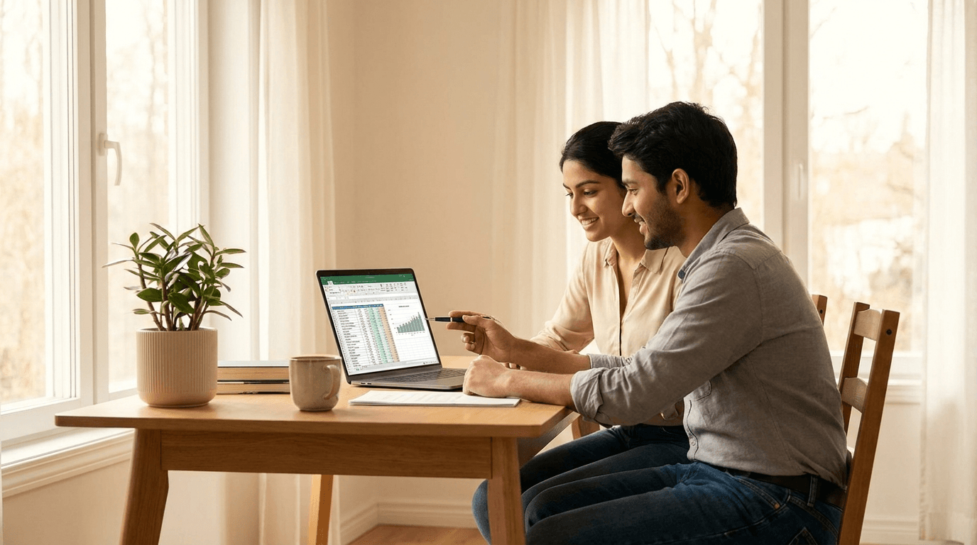 A family relaxing together at home, reflecting peace of mind from financial clarity