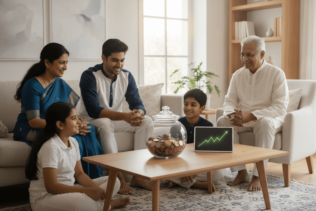 A family reviewing their financial plan together